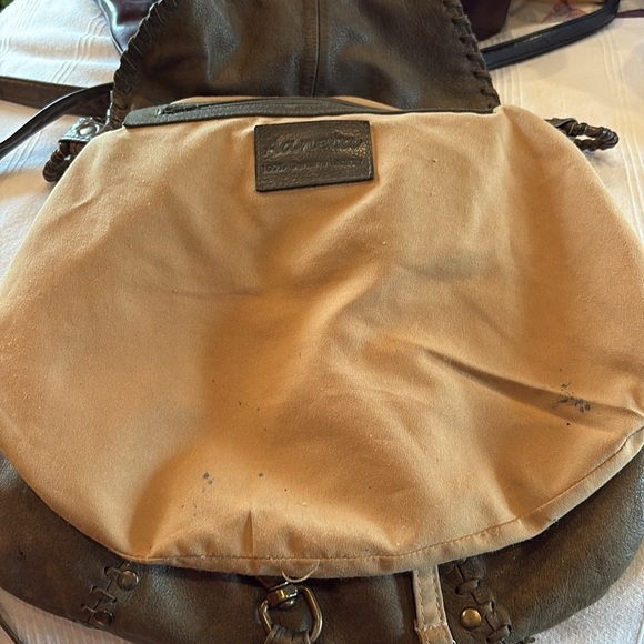 Aaneta Cleopatra Crossbody Handbag Purse olive Green boho distressed leather - Picture 13 of 15